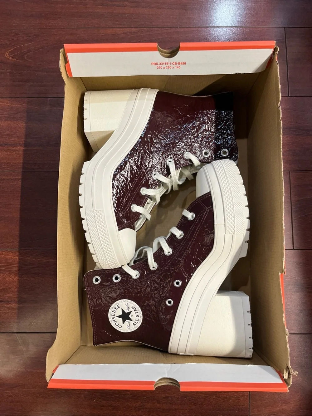 Womens 9.5 Converse Chuck 70 De Luxe Heel Crinkle Leather Boot HALF BOX A13387C